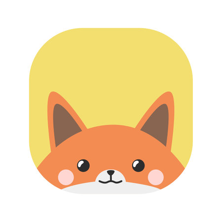 cute fox in a square. child and book illustration. toys, packaging, designのイラスト素材