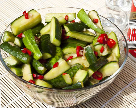Chinese Sweet, Hot and Sour Cucumber Saladの写真素材