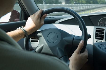 inner view of a car driving on highway