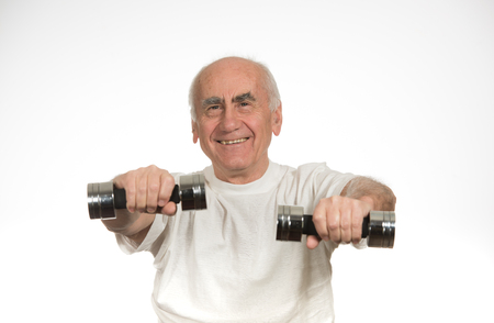 old senior man  happy and  doing sportの写真素材