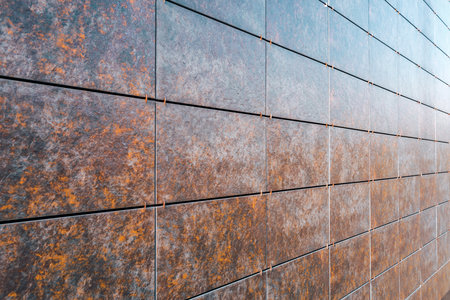 Close-up of street tiles on the wall of a buildingの写真素材