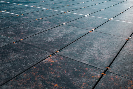 Close-up of street tiles on the wall of a buildingの写真素材