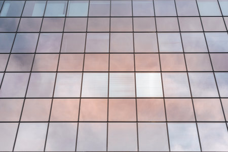 Glass modern building. Close-up of skyscraper windowの写真素材