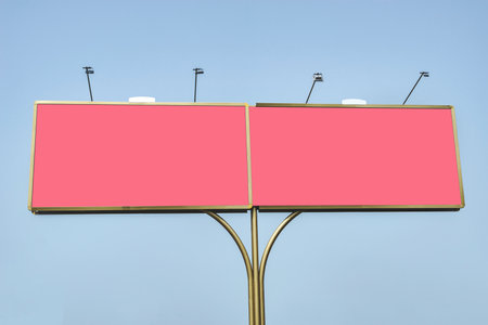 Billboard mockup. Against the background of the skyの写真素材