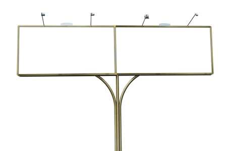 Isolate, double long billboard mockup on white backgroundの写真素材