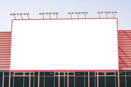 Blank banner or billboard mockup on pink building wall. Street advertising on the screen of the cityの写真素材