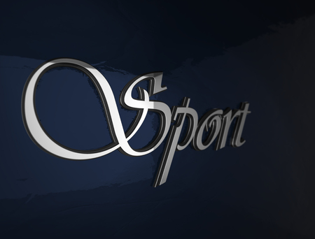 Word from metal sport in 3d on a mirror blue backgroundの写真素材
