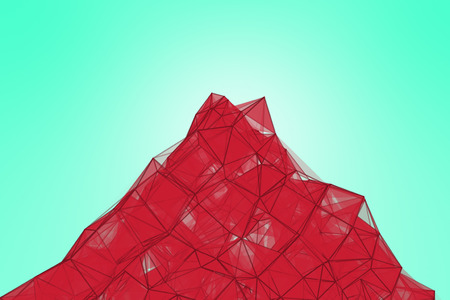 Futuristic technology turquoise background. Pink pomegranate plexus triangle futuristic fantasy. 3D rendering.の写真素材