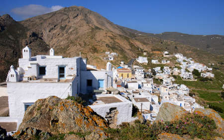 small white villages of greece on the mediterranean coastの写真素材