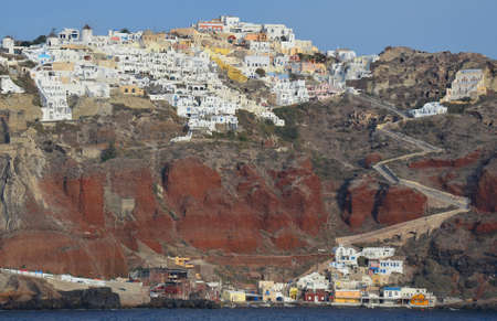 white villages of the cyclades islands of greece on the shores of the mediterranean seaの写真素材