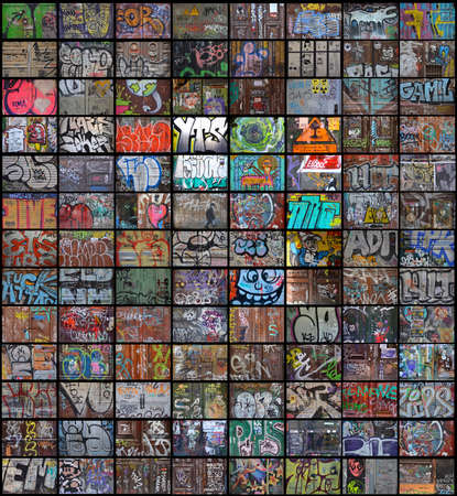 Poster-collage of graffiti doors from Barcelonaの写真素材