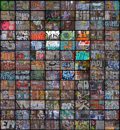 Poster-collage of graffiti doors from Barcelonaの写真素材