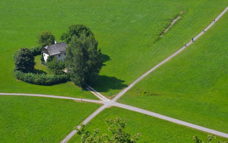 Crossroads in the Salzburg countryside, Austriaの写真素材