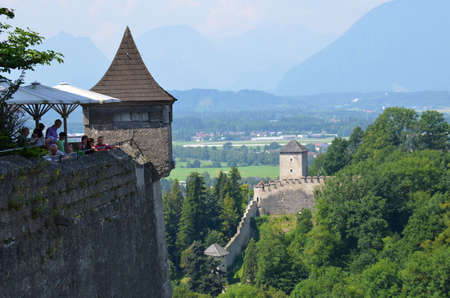 Views from the Hohensalzburg fortress over the Salzach river valley, Salzburg, Austriaのeditorial素材