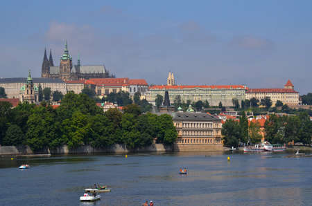 views of the historic center and river vltava in the city of prague, czech republicのeditorial素材