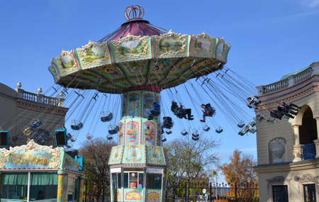 giant ferris wheel inside the prater amusement park in vienna city, austriaのeditorial素材