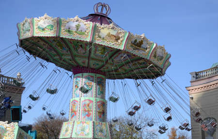 giant ferris wheel inside the prater amusement park in vienna city, austriaのeditorial素材