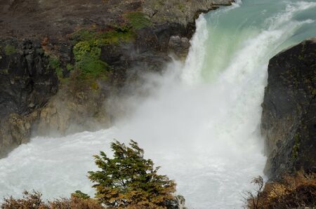 Salto Grande waterfall in the Torres del Paine National Park. Ultima Esperanza Province. Magallanes...