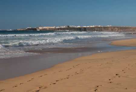 Beach and village of El Cotillo in La Oliva.の写真素材