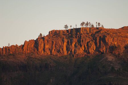 Cliff in the Integral Natural Reserve of Inagua. Gran Canaria. Canary Islands. Spain.の写真素材