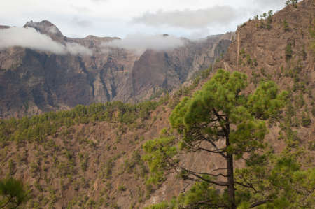 Volcanic crater of the Caldera de Taburiente National Park. The Palm. Canary Islands. Spain.の写真素材
