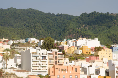 Cityscape and forest in Santa Cruz de La Palma. La Palma. Canary Islands. Spain.の写真素材