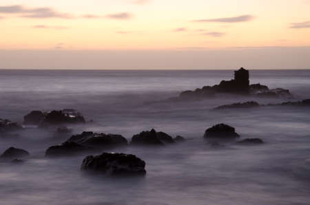 Coastal landscape at sunset in Alojera Beach. Vallehermoso. La Gomera. Canary Islands. Spain.