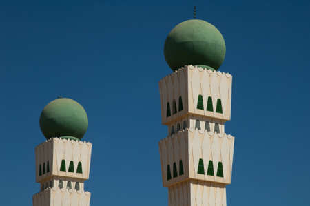 Minarets of the Grande Mosquee El Hadji Omar Al Foutiyou. Dakar. Senegal.の写真素材