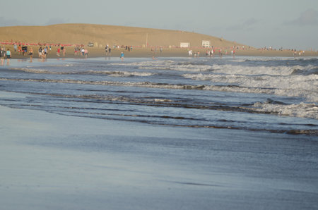 San Bartolome de Tirajana, February 9, 2020: View of Maspalomas beach. Gran Canaria. Canary Islands. Spain.のeditorial素材