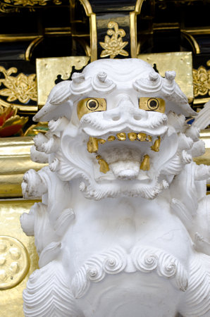 Nikko, November 17, 2017: Carving of a lion at the Karamon Gate. Tosho-gu Shrine. Tochigi Prefecture. Japan.のeditorial素材