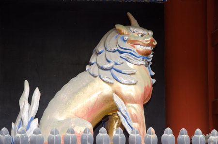 Nikko, November 17, 2017: Carving of a lion at the Tosho-gu Shrine. Tochigi Prefecture. Japan.のeditorial素材
