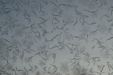 Frost on the windshield of a car as seen from the inside. Kawayu Onsen. Akan Mashu National Park....