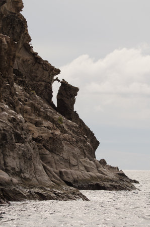 Rocky cliff at Igualero Point. Vallehermoso. La Gomera. Canary Islands. Spain.の写真素材