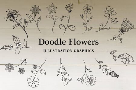 The various design of doodle flowers where it will enhance your design qualityのイラスト素材