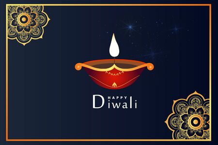 The lovely and exact banner, background and greeting for Diwaliのイラスト素材