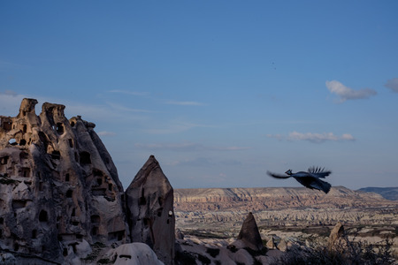 Amazing landscape of Cappadocia with caves and beautiful colours.の写真素材