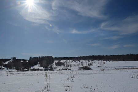 Sunny day in early spring. Plesheevo Lake National Perk. Yaroslavl region, Russia