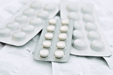 a background with light pills blistersの写真素材