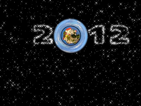 globe running through Space and time reaches 2012 point