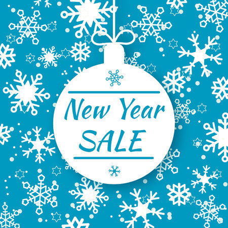 New Year sale. Special offer vector tag. Shop market poster design.のイラスト素材