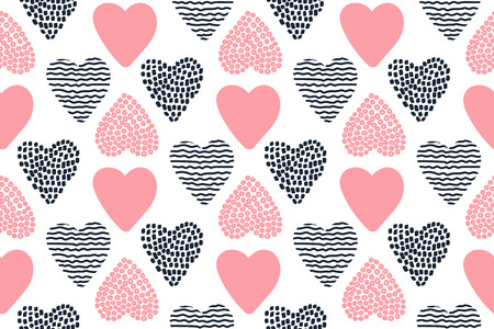 Seamless pattern with hand drawn Valentine hearts. Good for wallpaper, wrapping paper, invitation...