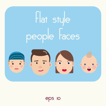 Portrait of four member happy stylish family posing together, Parents with kids in Flat style.のイラスト素材