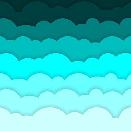 Abstract background composed of blue paper clouds.のイラスト素材