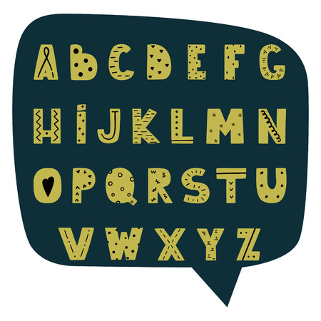 Hand drawn modern alphabet in Scandinavian style. Childish letters. Vector template.のイラスト素材