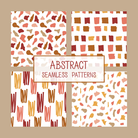 Abstract collage seamless patterns set. Vector background. Colorful hand drawn template. Good for fabric design. Terrazzo style.のイラスト素材