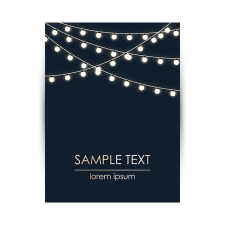 Elegant design template with lights garland and space for text. Invitation card. Vector cover.のイラスト素材