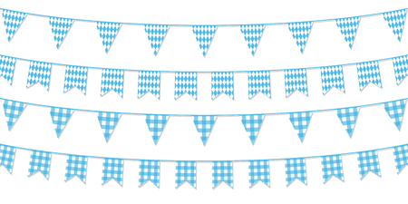 Festive paper garland collection isolated on white background. Germany beer festival. Vector design template for greeting cards, invitation, advertising banners, etc.のイラスト素材