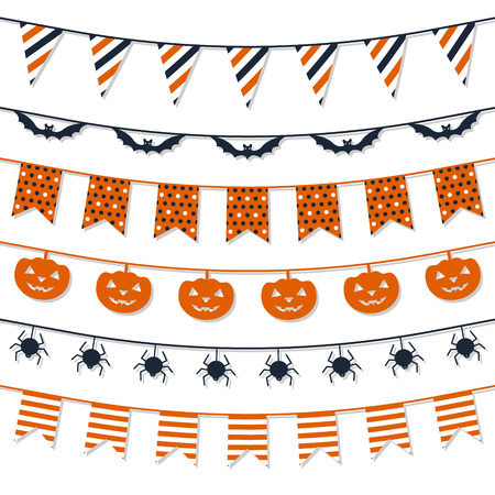 Halloween Garland Collection. Festive decorations design. Vector template.のイラスト素材