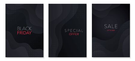 Black Friday sale banners collection. Set of social media web banners for sale, product promotion, advertising. Vector design.のイラスト素材