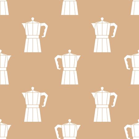Abstract seamless pattern with coffee pots. Moka pot seamless print. Vector design template.のイラスト素材